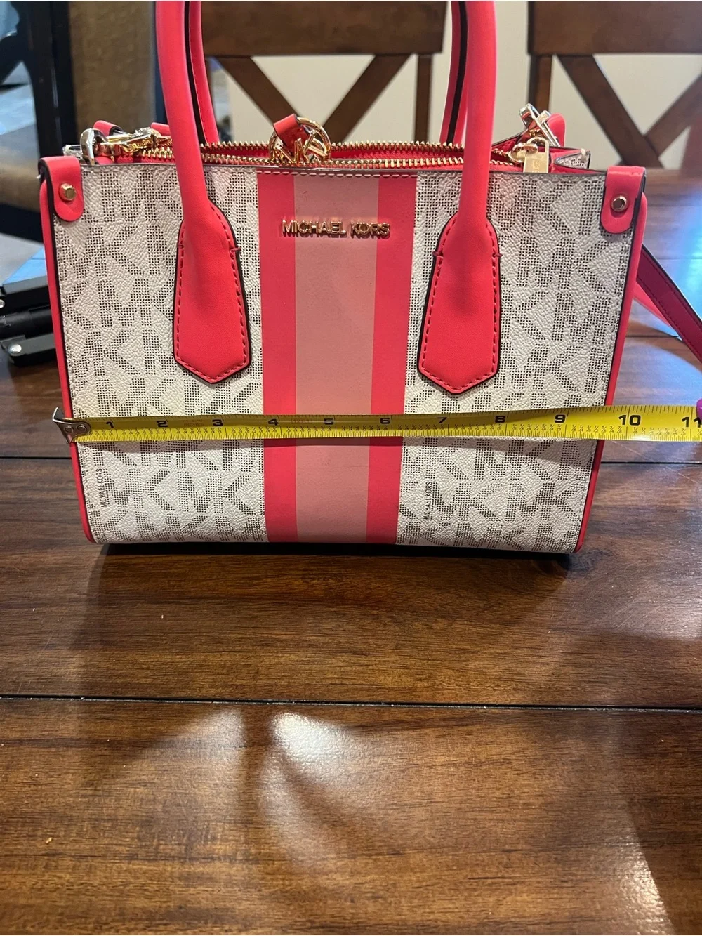 Michael Kors White & Pink Signature Crossbody Satchel